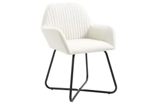 Chaises à manger lot de 2 crème tissu 2