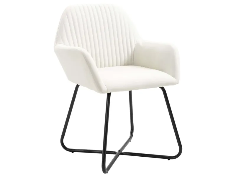 Chaises à manger lot de 2 crème tissu