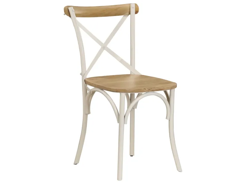 Chaises à dossier croisé lot de 2 blanc bois de manguier solide