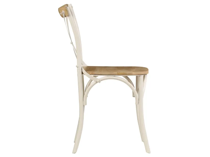 Chaises à dossier croisé lot de 2 blanc bois de manguier solide