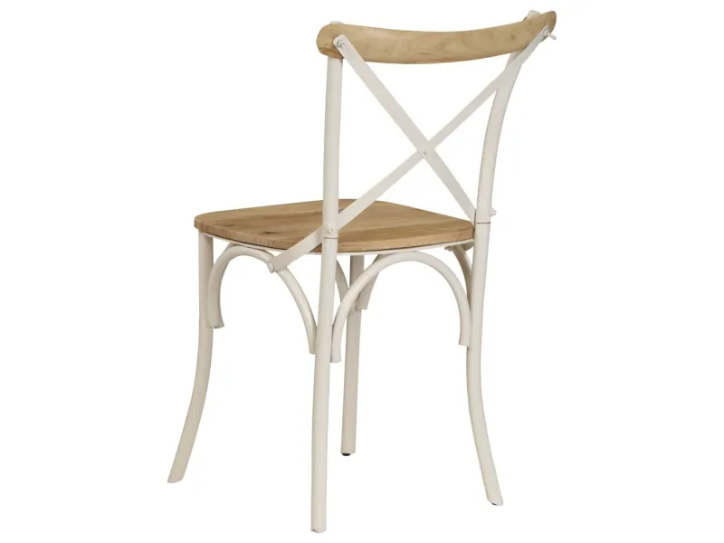 Chaises à dossier croisé lot de 2 blanc bois de manguier solide