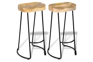 Tabourets de bar lot de 2 bois de manguier massif