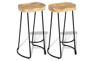 Tabourets de bar lot de 2 bois de manguier massif 2