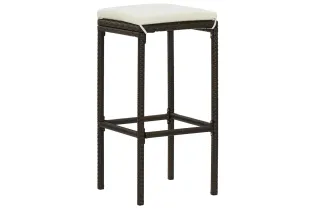 Tabourets de bar avec coussins lot de 2 marron résine tressée 2