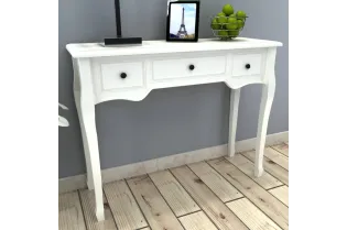 Table de console et coiffeuse avec 3 tiroirs Blanc
