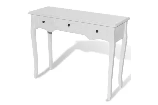 Table de console et coiffeuse avec 3 tiroirs Blanc 2