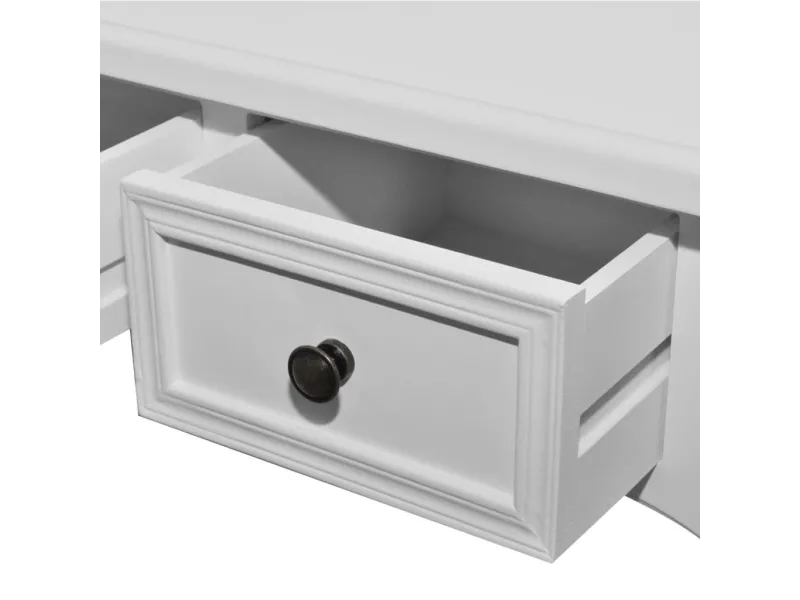 Table de console et coiffeuse avec 3 tiroirs Blanc