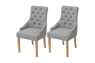 Chaises à manger lot de 2 gris clair tissu