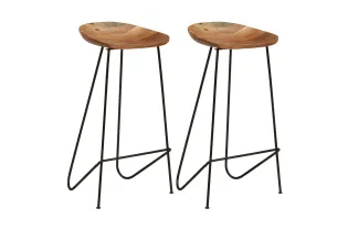 Tabourets de bar lot de 2 bois d'acacia massif