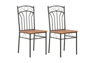 Chaises à manger lot de 2 marron MDF