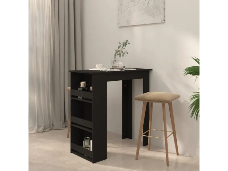 Table de bar avec rangement Noir 102x50x103,5 cm Aggloméré