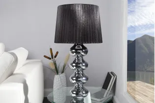 Lampe en acier chromé de 70 cm avec abat-jour noir