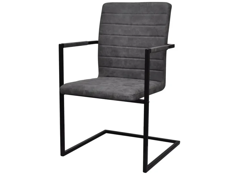 Chaises à manger cantilever lot de 2 gris similicuir