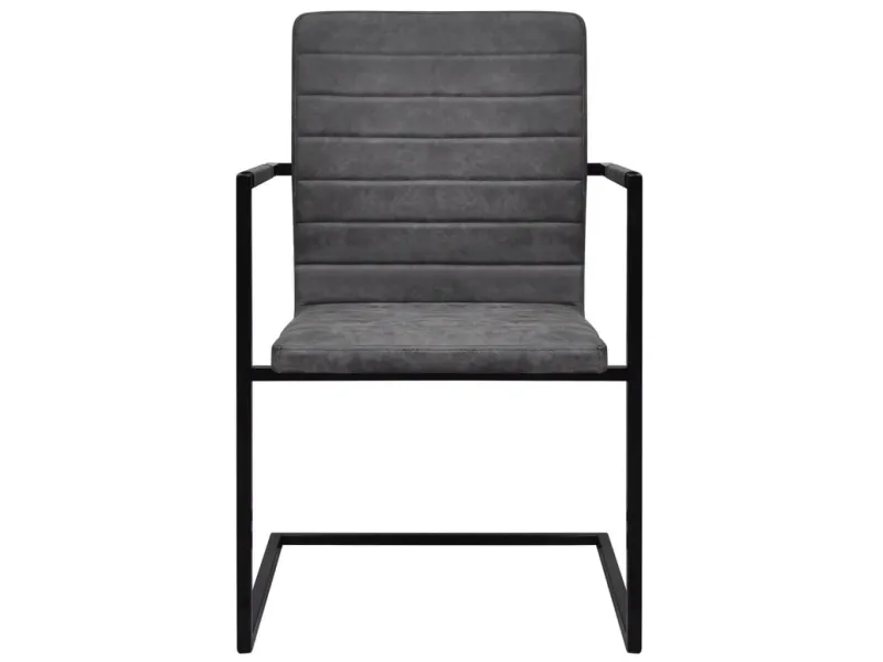 Chaises à manger cantilever lot de 2 gris similicuir
