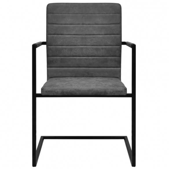 Chaises à manger cantilever lot de 2 gris similicuir
