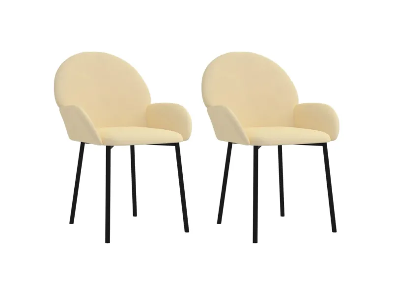 Chaises à manger lot de 2 Crème Velours