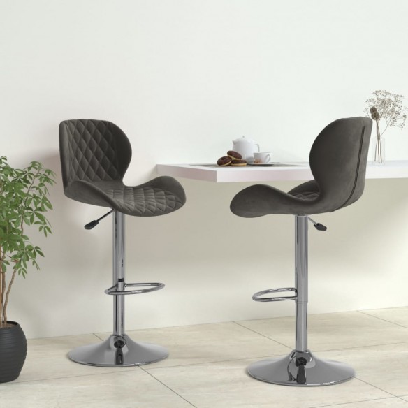 Tabourets de bar lot de 2 gris foncé velours