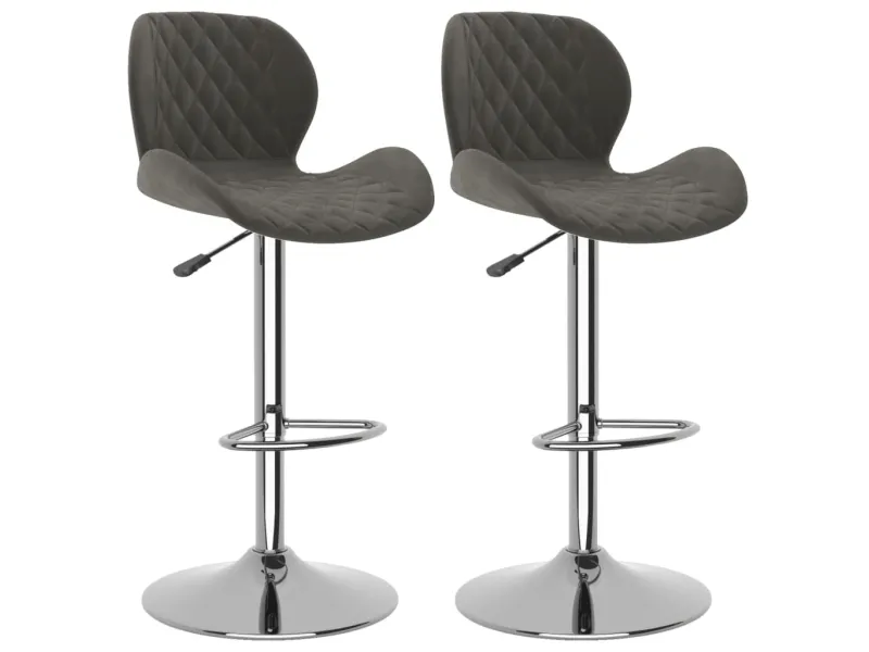 Tabourets de bar lot de 2 gris foncé velours