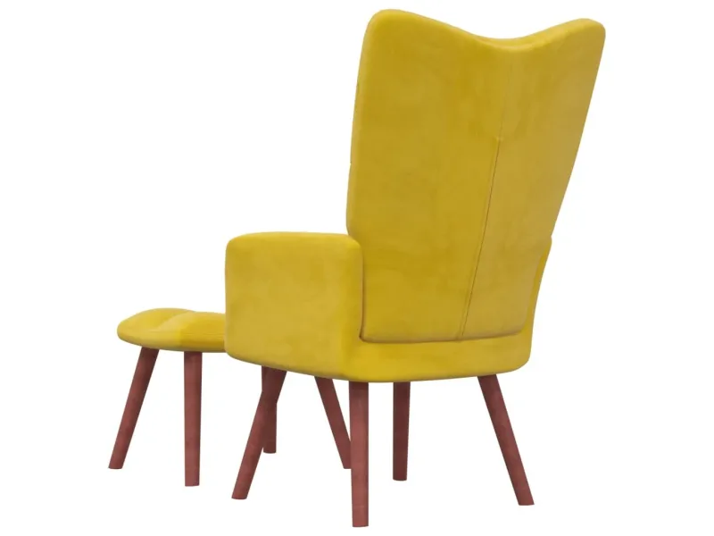 Chaise de relaxation avec repose-pied Jaune moutarde Velours