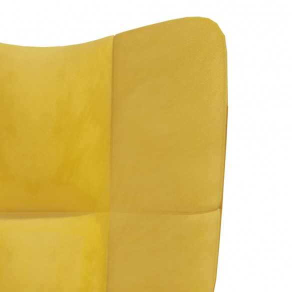 Chaise de relaxation avec repose-pied Jaune moutarde Velours