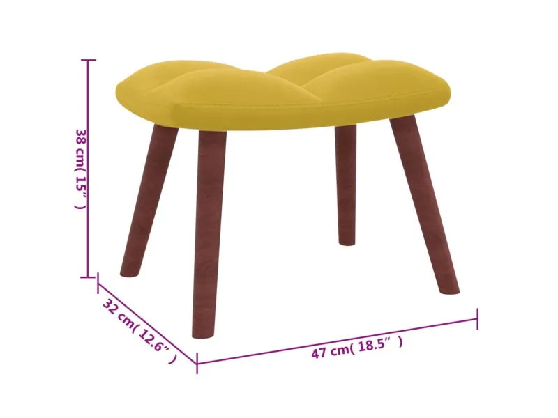 Chaise de relaxation avec repose-pied Jaune moutarde Velours
