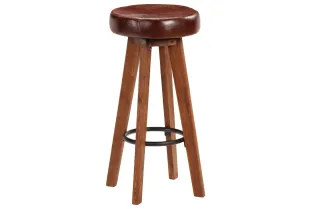 Chaises de bar lot de 2 cuir véritable et bois d'acacia solide 2