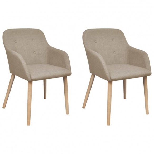 Chaises à manger lot de 2 beige tissu et chêne massif