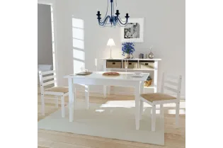 Chaises à manger lot de 2 blanc hévéa solide et velours