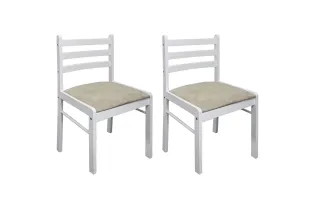 Chaises à manger lot de 2 blanc hévéa solide et velours 2