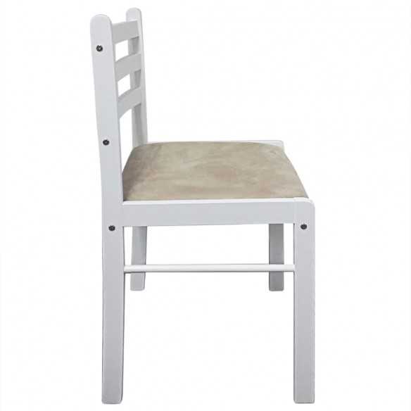 Chaises à manger lot de 2 blanc hévéa solide et velours