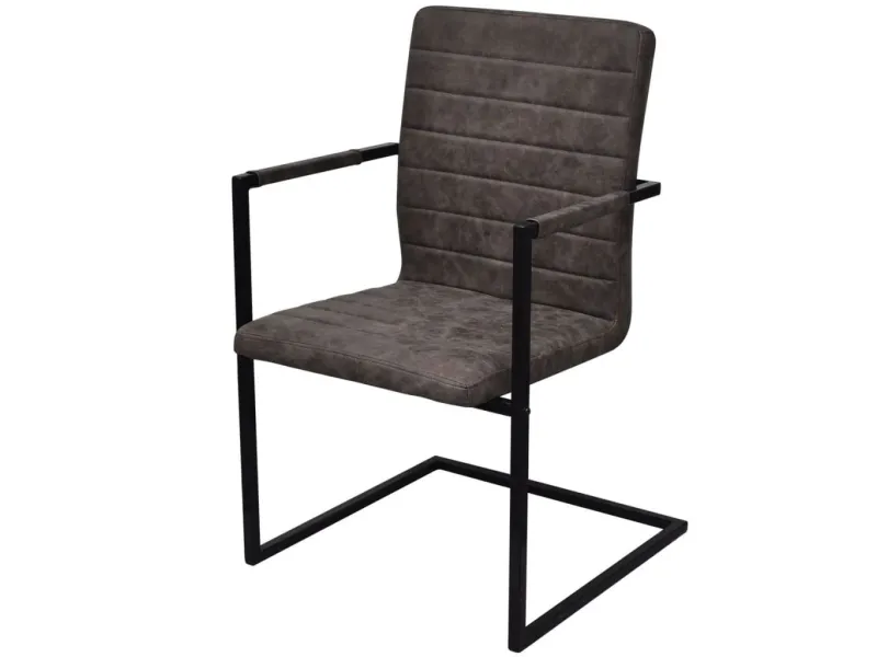 Chaises à manger cantilever lot de 2 marron similicuir