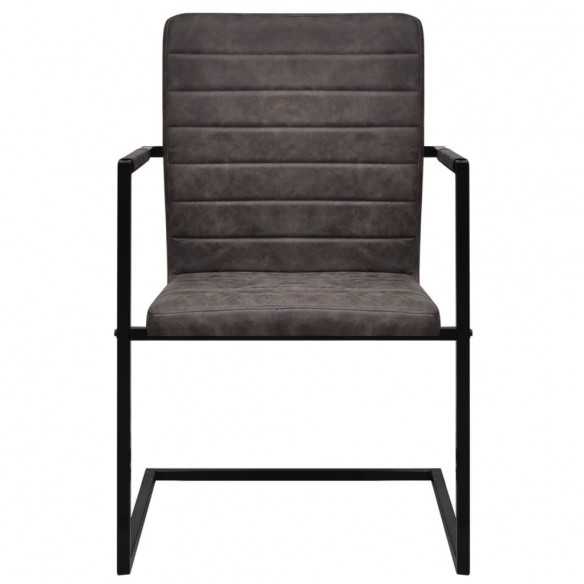 Chaises à manger cantilever lot de 2 marron similicuir