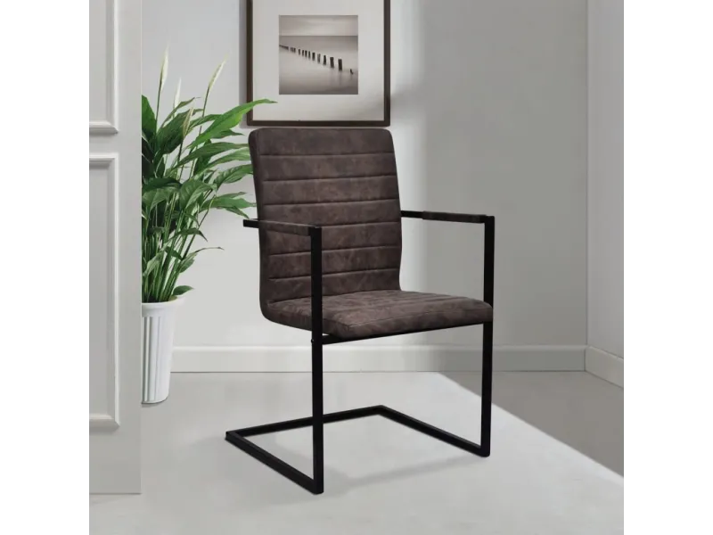 Chaises à manger cantilever lot de 2 marron similicuir