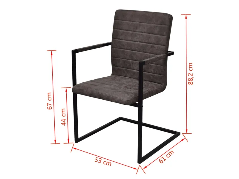 Chaises à manger cantilever lot de 2 marron similicuir