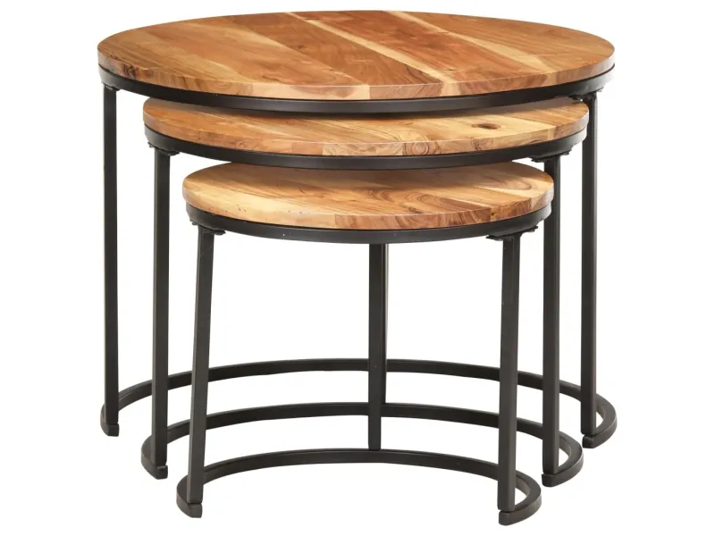 Tables gigognes 3 pcs Bois d'acacia massif