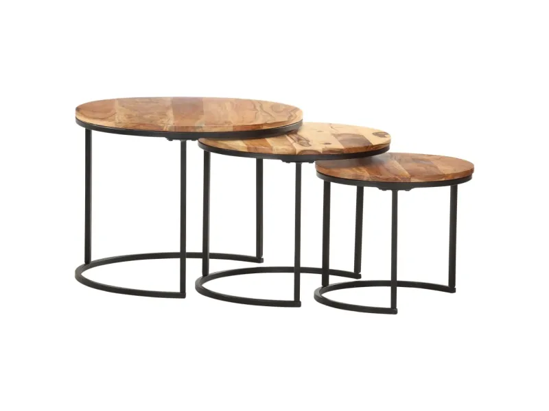 Tables gigognes 3 pcs Bois d'acacia massif