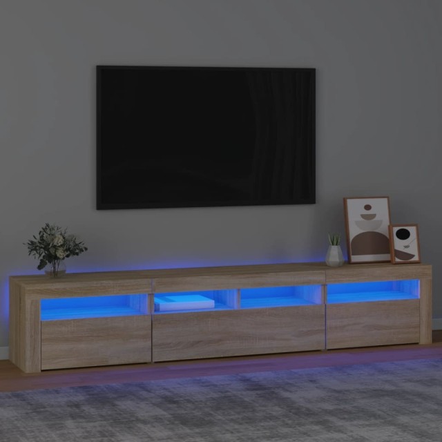 Meuble TV avec lumières LED Chêne sonoma 210x35x40 cm