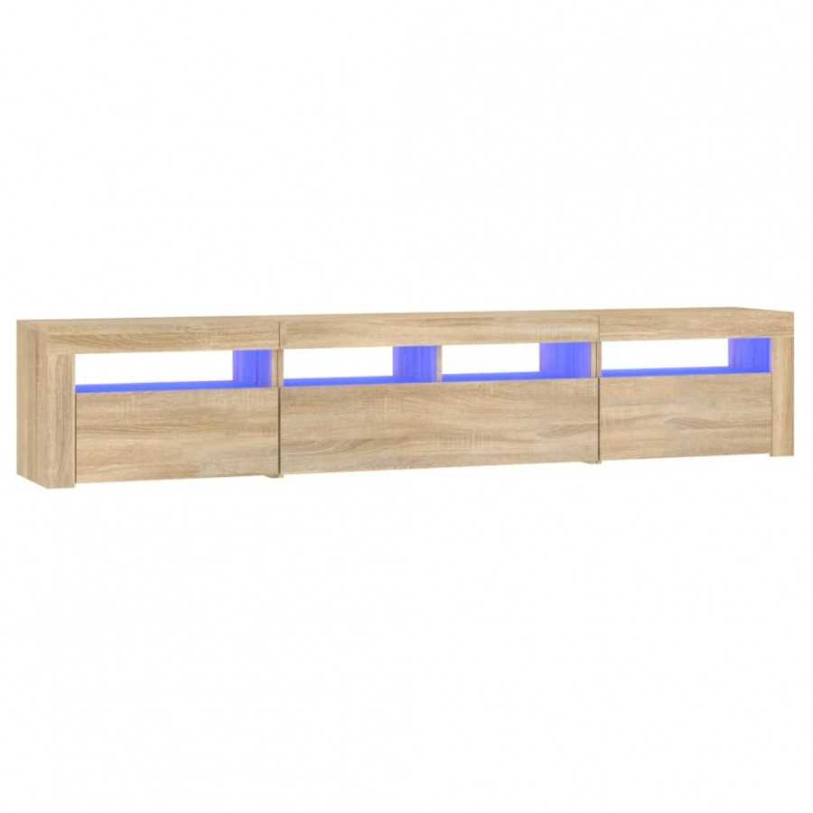 Meuble TV avec lumières LED Chêne sonoma 210x35x40 cm