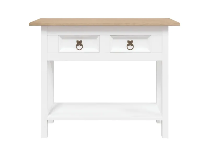 Table console Gamme Corona Pin mexicain Blanc 90x34,5x73 cm