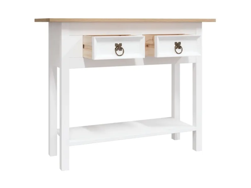 Table console Gamme Corona Pin mexicain Blanc 90x34,5x73 cm