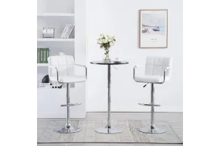 Tabourets de bar lot de 2 blanc similicuir