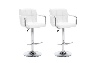 Tabourets de bar lot de 2 blanc similicuir 2