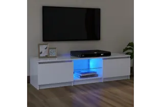 Meuble TV avec lumières LED Blanc 120x30x35,5 cm