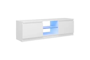 Meuble TV avec lumières LED Blanc 120x30x35,5 cm 2
