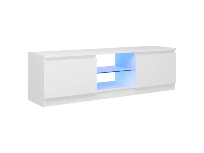Meuble TV avec lumières LED Blanc 120x30x35,5 cm