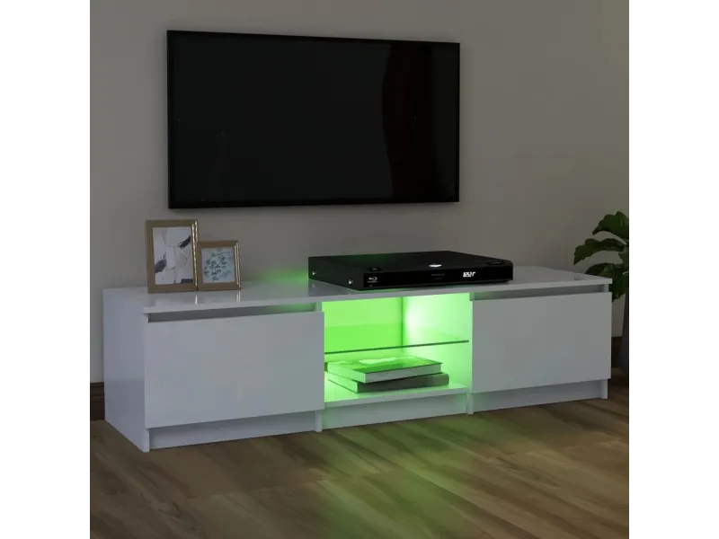 Meuble TV avec lumières LED Blanc 120x30x35,5 cm