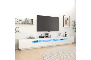 Meuble TV avec lumières LED Blanc brillant 300x35x40 cm