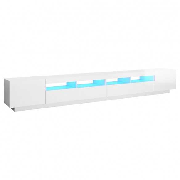Meuble TV avec lumières LED Blanc brillant 300x35x40 cm