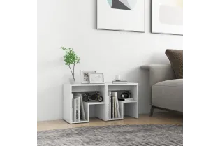 Tables de chevet 2 pcs Blanc 40x30x40 cm Aggloméré