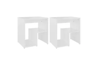 Tables de chevet 2 pcs Blanc 40x30x40 cm Aggloméré 2